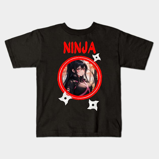 Ninja Target Love Cute Anime Girl Kids T-Shirt by Clicks Clothes